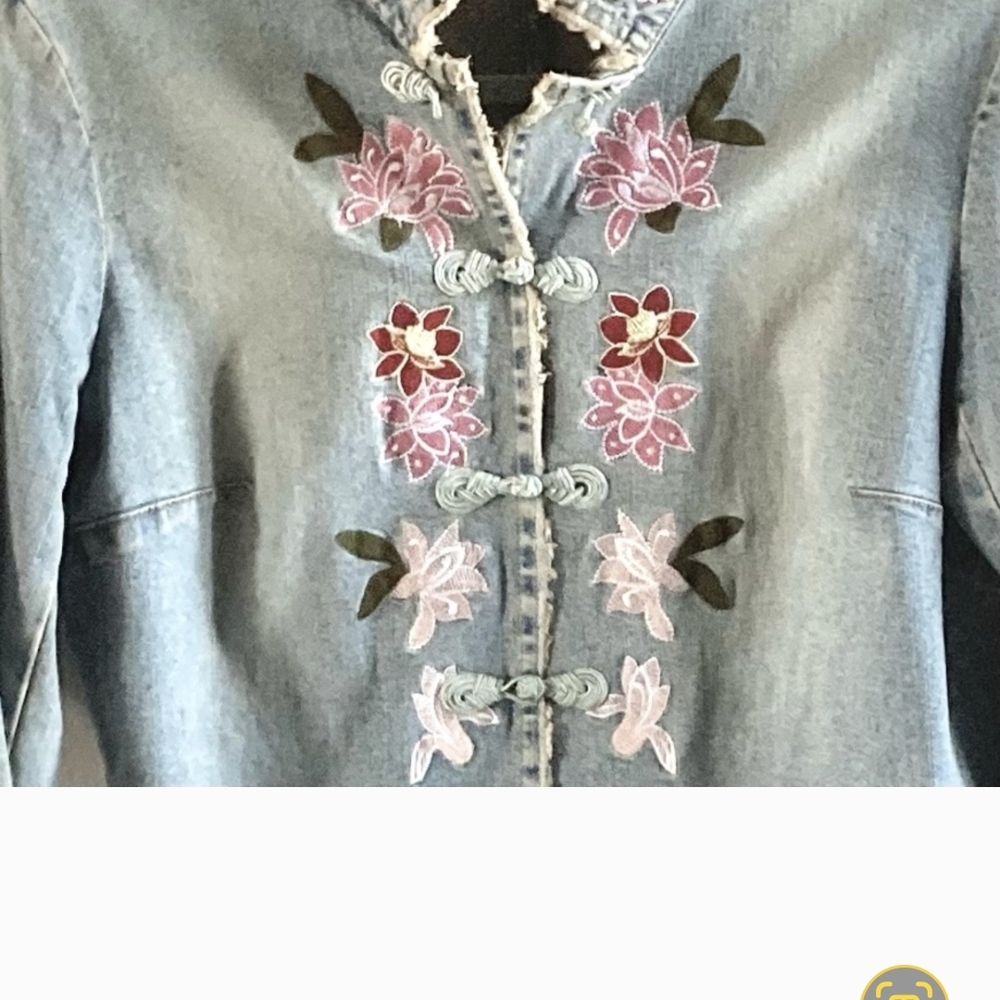 INC International Concepts Vi ntage Floral Embroidered Jean Jacket - Picture 3 of 7